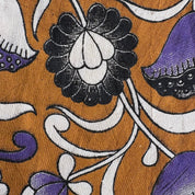 Kalamkari Hand Block Print - Cotton - Lotus Pods - Lavender and Caramel
