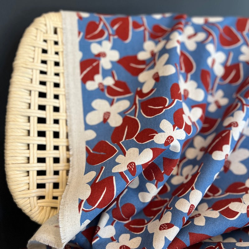 Sevenberry - Cotton/Linen Lightweight Canvas - Coneflowers on Blue