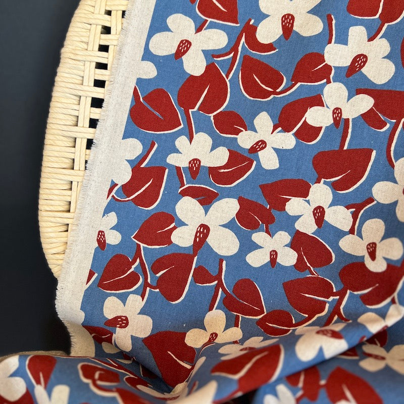 Sevenberry - Cotton/Linen Lightweight Canvas - Coneflowers on Blue