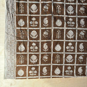 Bagh Hand Block Print - Cotton - Floral Grid - Coffee