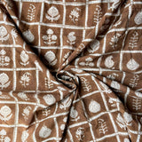 Bagh Hand Block Print - Cotton - Floral Grid - Coffee