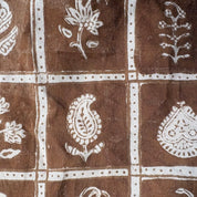 Bagh Hand Block Print - Cotton - Floral Grid - Coffee