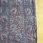 Sanganeri Hand Block Print - Mul Cotton - Fan Floral - Lavender and Sky