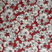 Kalamkari Print - Cotton - Anemones - Cinnabar