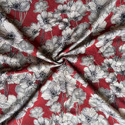 Kalamkari Print - Cotton - Anemones - Cinnabar