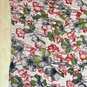 Kalamkari Print - Cotton - Anemones - Olive and Cherry on Natural