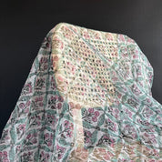 Sanganeri Hand Block Print - Doria Cotton - Trellis - White