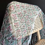 Sanganeri Hand Block Print - Doria Cotton - Trellis - White