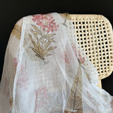 Sanganeri Hand Block Print - Doria Cotton - Leaves and Flowers - White