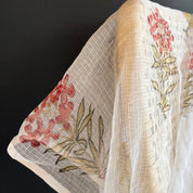 Sanganeri Hand Block Print - Doria Cotton - Leaves and Flowers - White