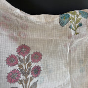 Sanganeri Hand Block Print - Doria Cotton - Mums - White