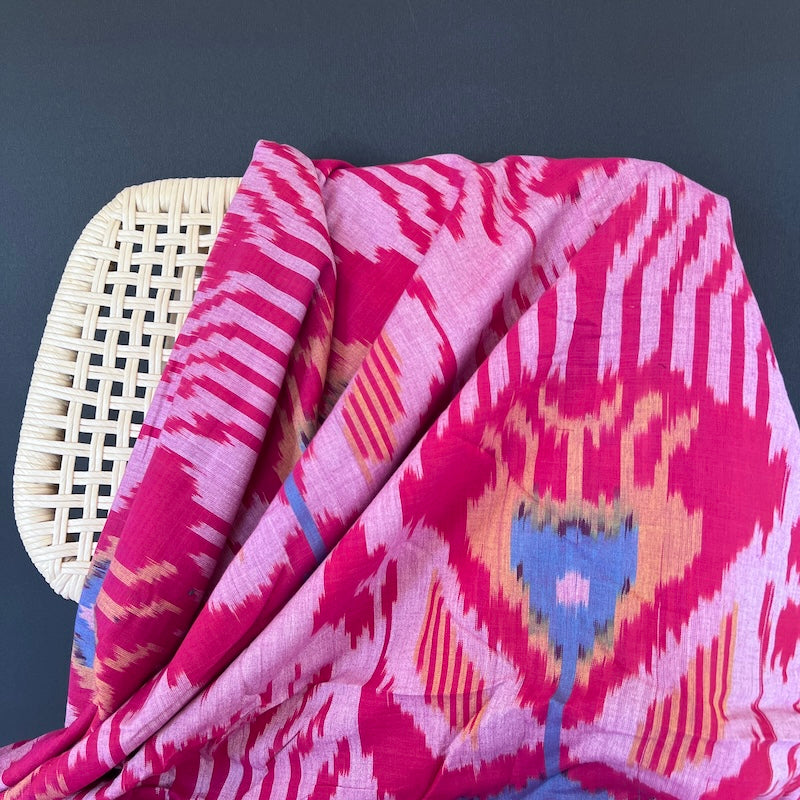 Pochampally Ikat - Cotton - Red with Blue