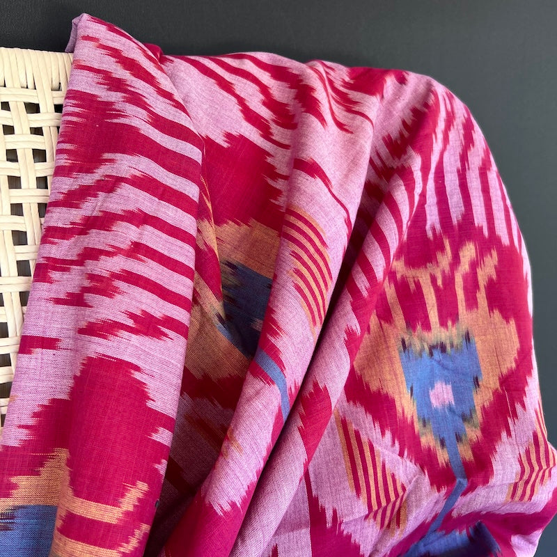 Pochampally Ikat - Cotton - Red with Blue