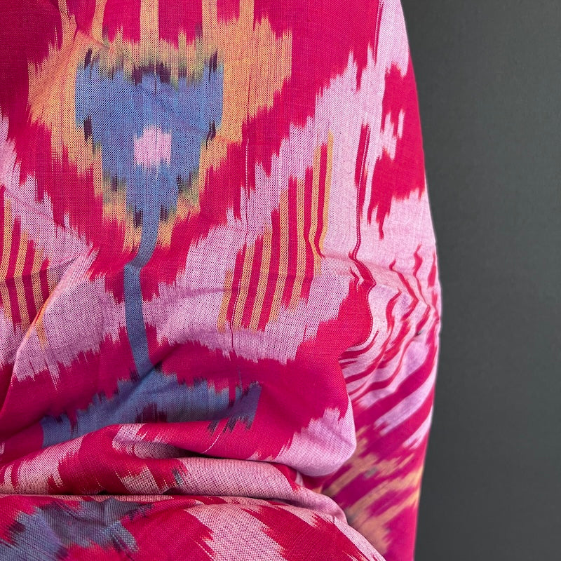 Pochampally Ikat - Cotton - Red with Blue