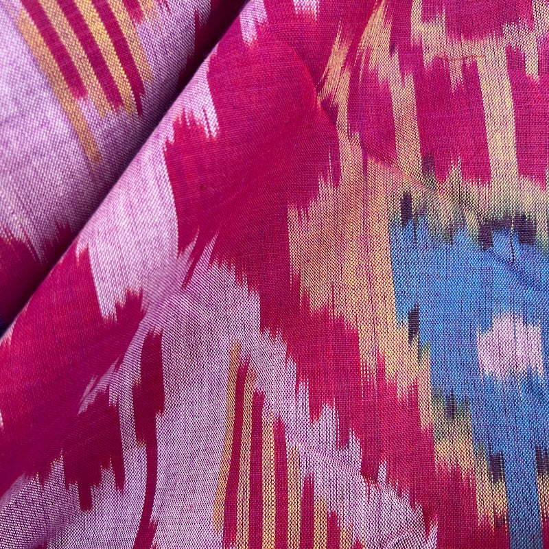 Pochampally Ikat - Cotton - Red with Blue