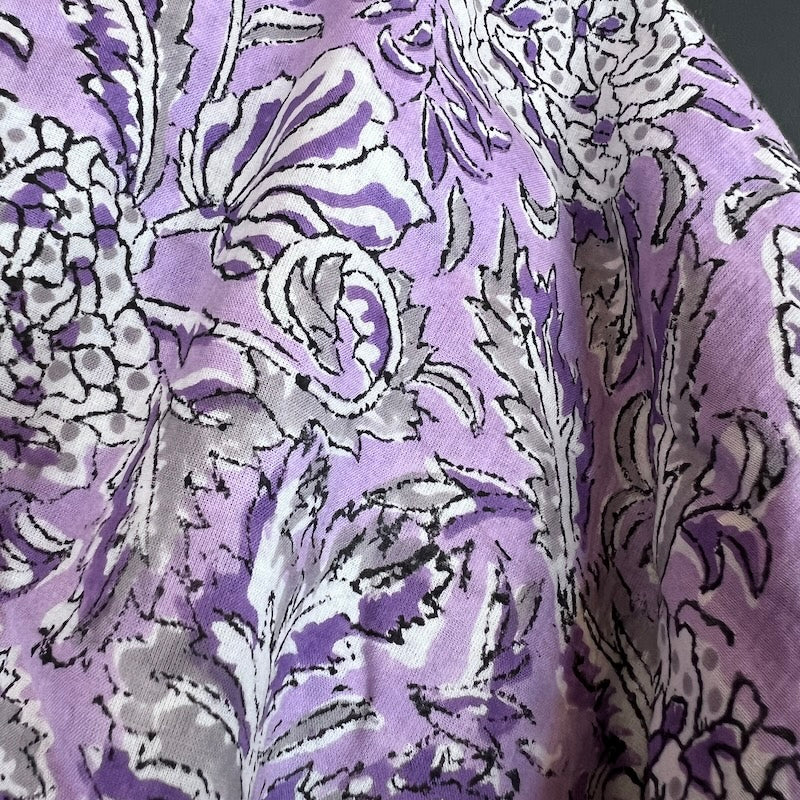 Sanganeri Hand Block Print - Cotton - Purple Floral