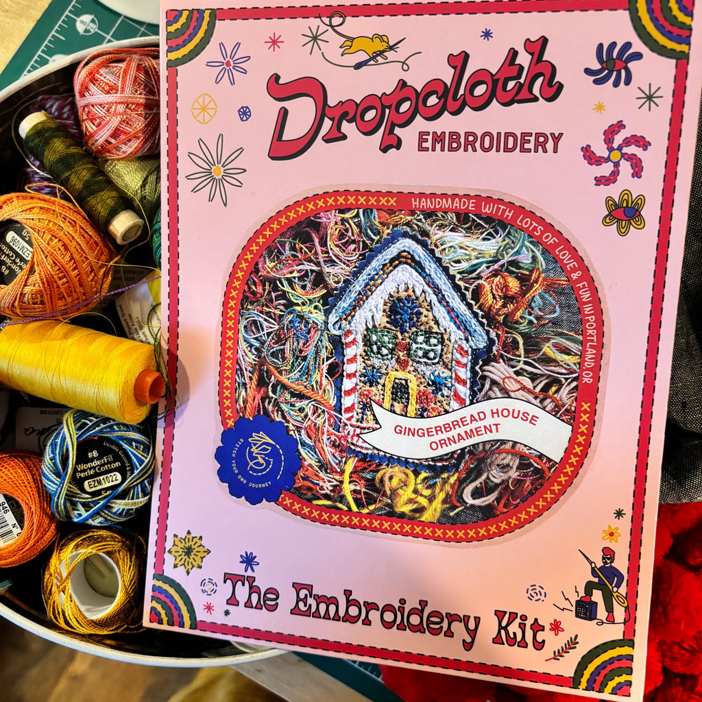 Dropcloth Samplers - Embroidery Kit - Gingerbread Houses