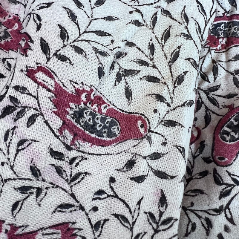 Kalamkari Hand Block Print - Cotton - Birds on Natural