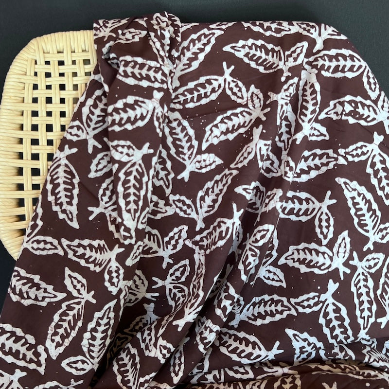 Hand Printed Batik - Cotton - Leaves - Espresso