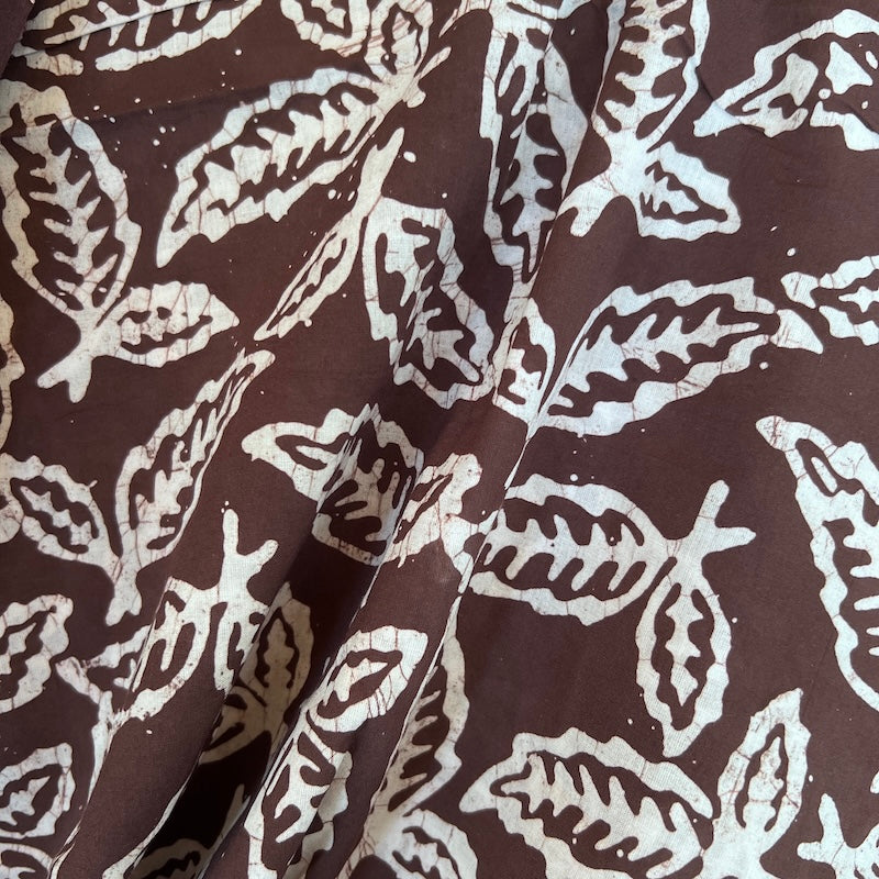Hand Printed Batik - Cotton - Leaves - Espresso