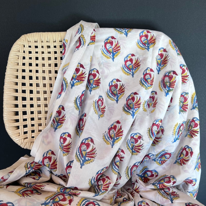 Sanganeri Hand Block Print - Design on White