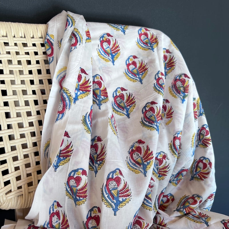 Sanganeri Hand Block Print - Design on White