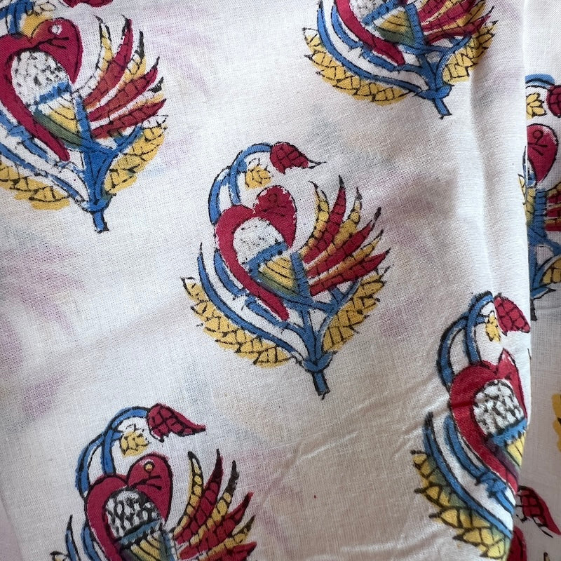 Sanganeri Hand Block Print - Design on White