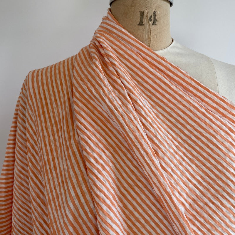 Italian Flat Seersucker - Cotton - Orange Stripe