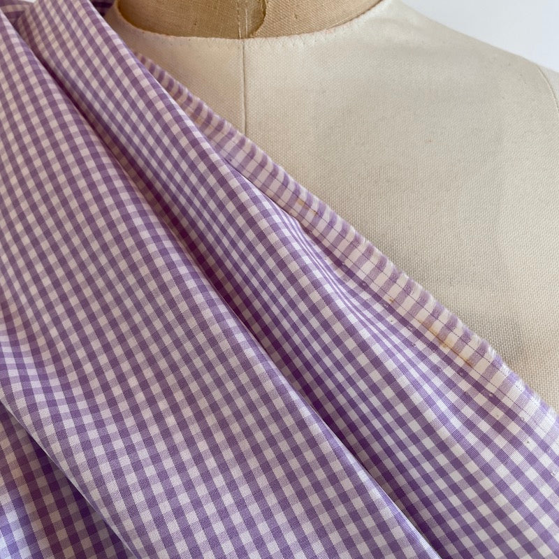 Yarn-Dyed Gingham Cotton Shirting - Lavender