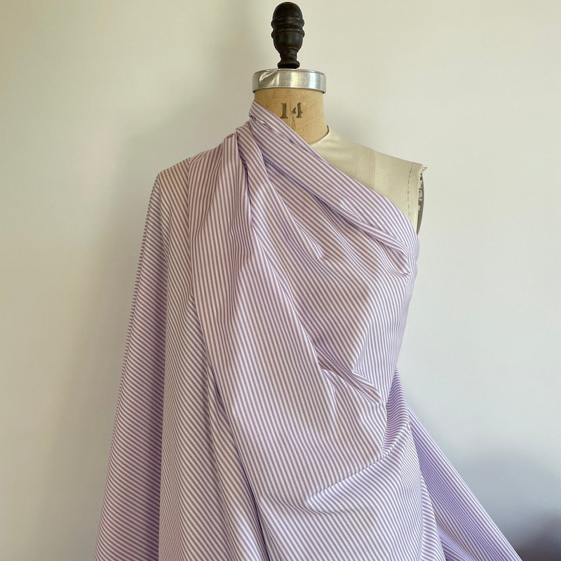 Yarn-Dyed Stripe Cotton Shirting - Lavender
