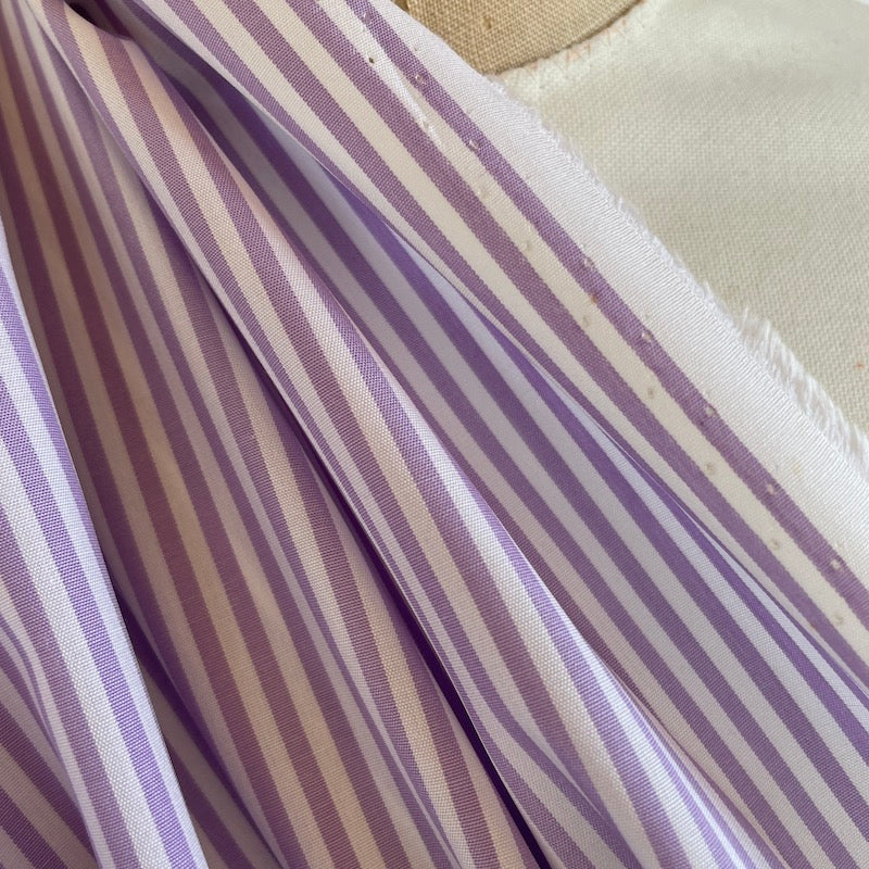 Yarn-Dyed Stripe Cotton Shirting - Lavender