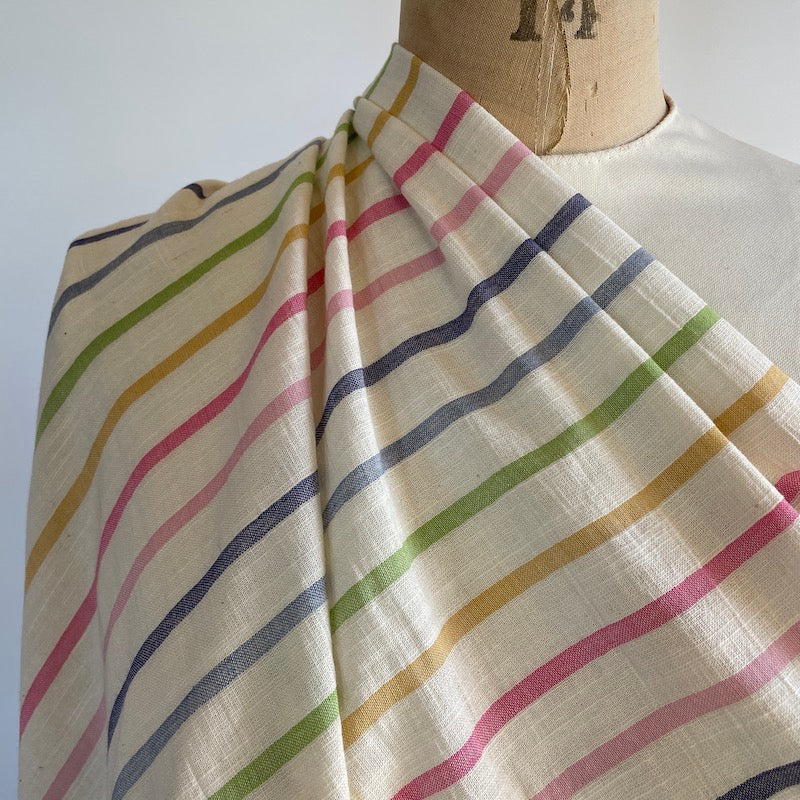 Figo - Cotton Gauze - Panama Stripes - Rainbow