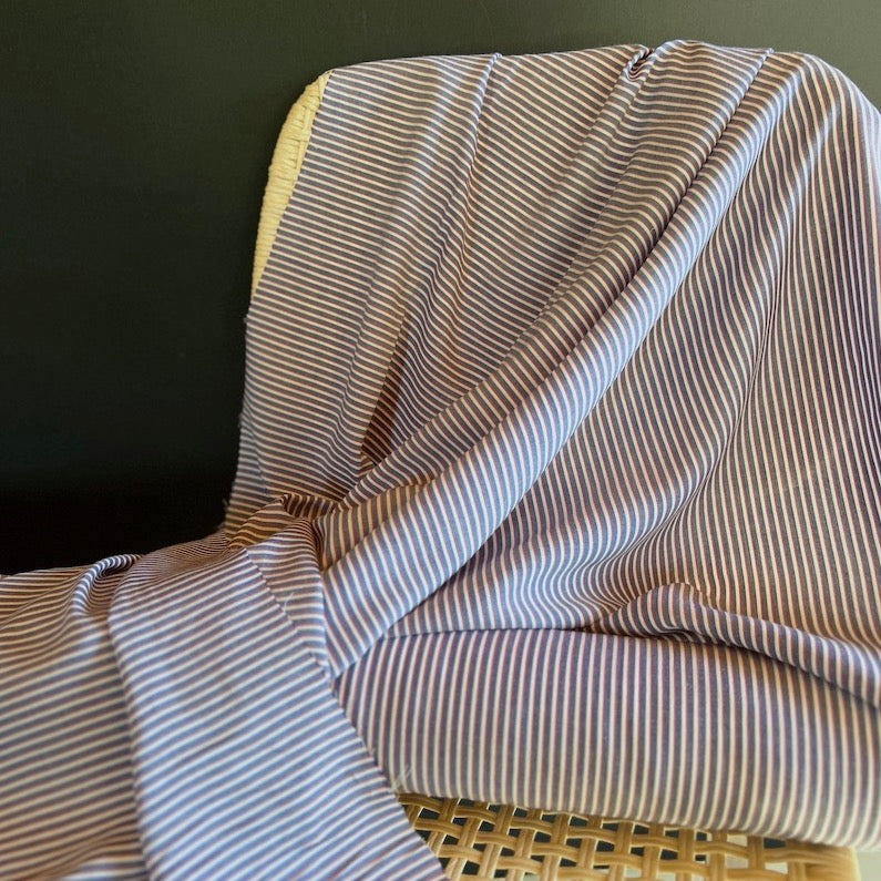 Deadstock - Cotton Chambray Stripe - Blue and Red