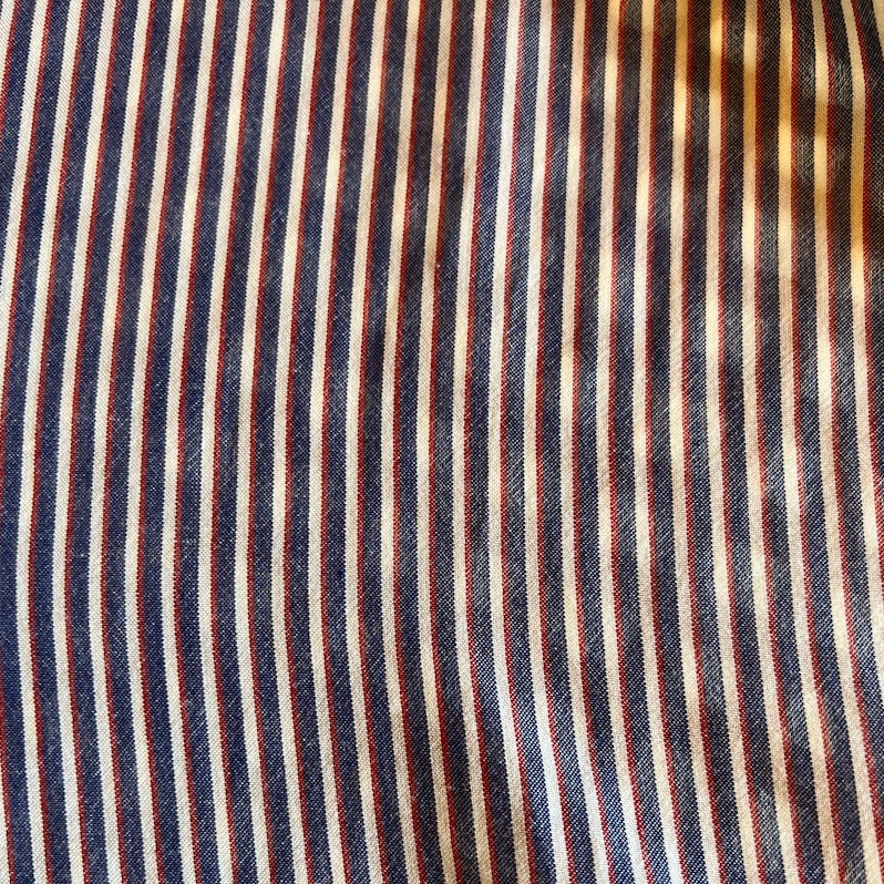 Deadstock - Cotton Chambray Stripe - Blue and Red