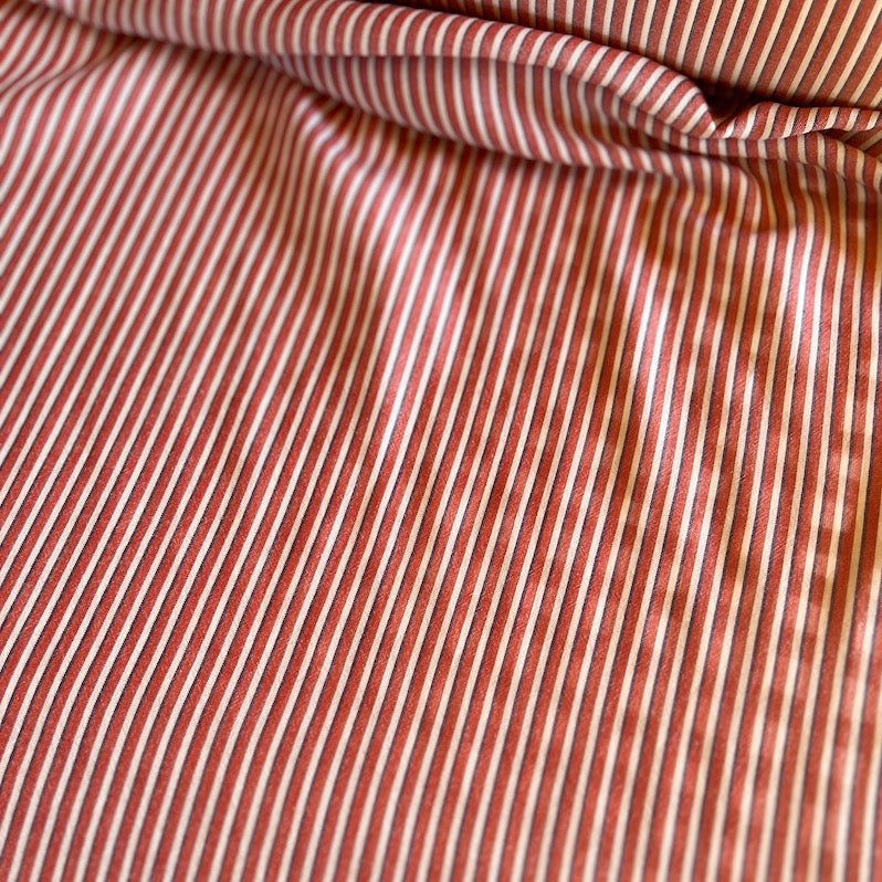 Deadstock - Cotton Chambray Stripe - Red and White