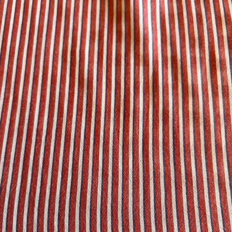 Deadstock - Cotton Chambray Stripe - Red and White