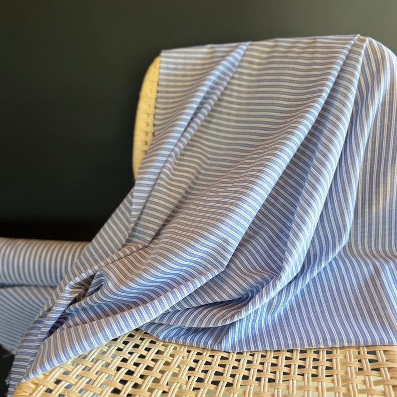 Deadstock - Cotton Chambray Stripe - Blue and White