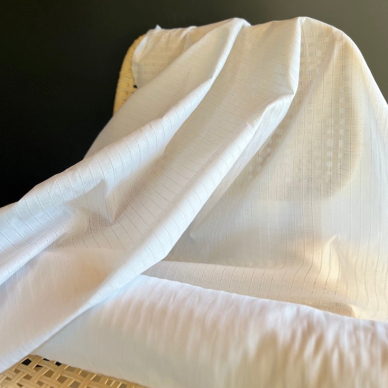 Deadstock - Cotton - Woven Eyelet Stripe - White