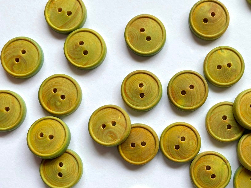 Textile Garden - Dyed Wood Button - 12mm - Various Colors