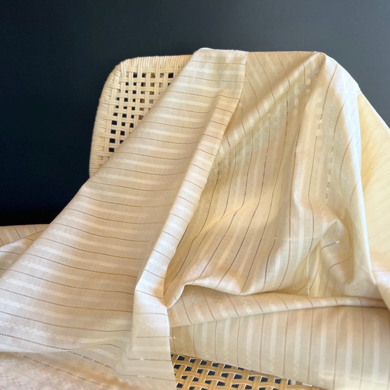 Deadstock - Cotton - Woven Eyelet Stripe - Ecru
