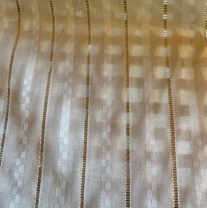 Deadstock - Cotton - Woven Eyelet Stripe - Ecru