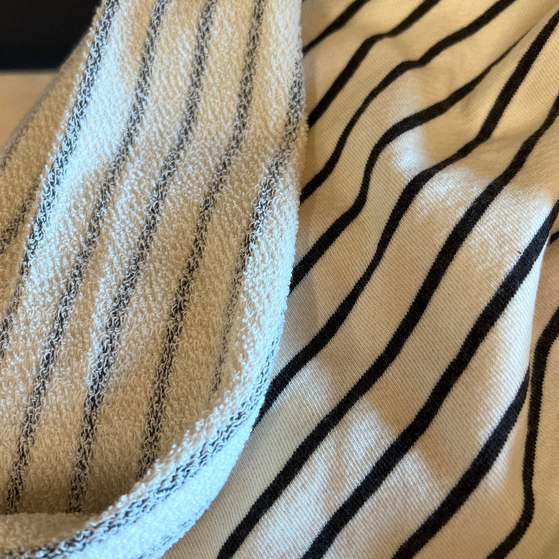 Large Loop French Terry - Black & Cream Stripe