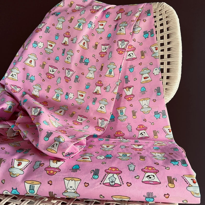 Cosmo - Cotton Sheeting - UFO - Pink