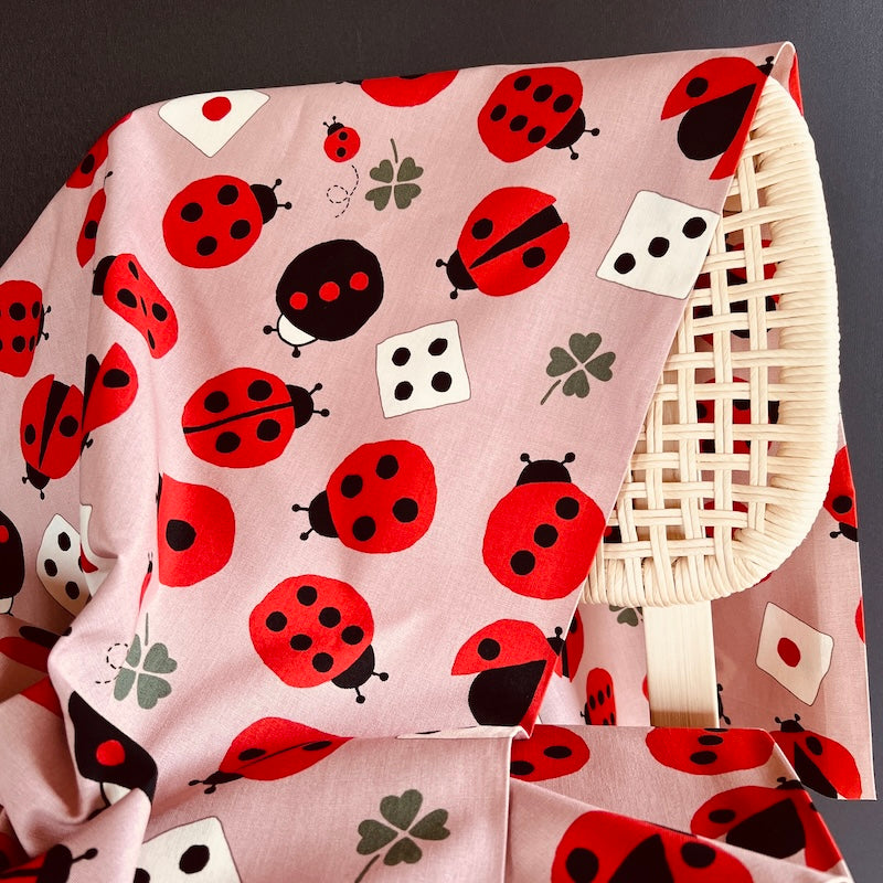 Kobayashi - Cotton Linen Canvas - Ladybug Dice - Pink
