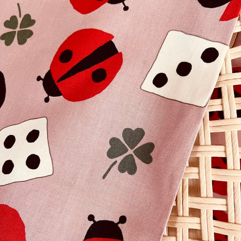 Kobayashi - Cotton Linen Canvas - Ladybug Dice - Pink