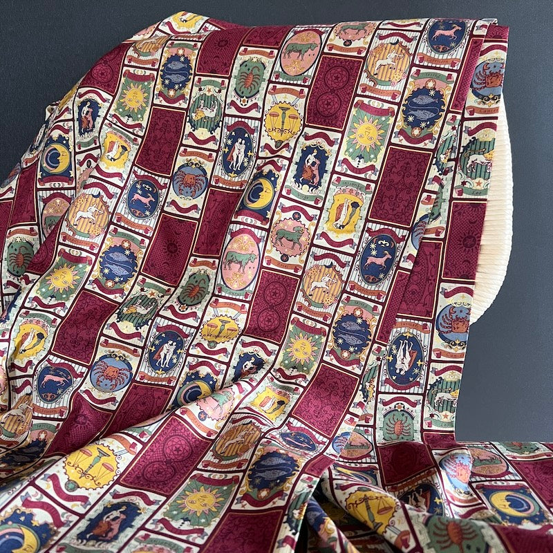 Un/No - Cotton Sheeting - Zodiac Cards - Oxblood with Metallic (Copy)