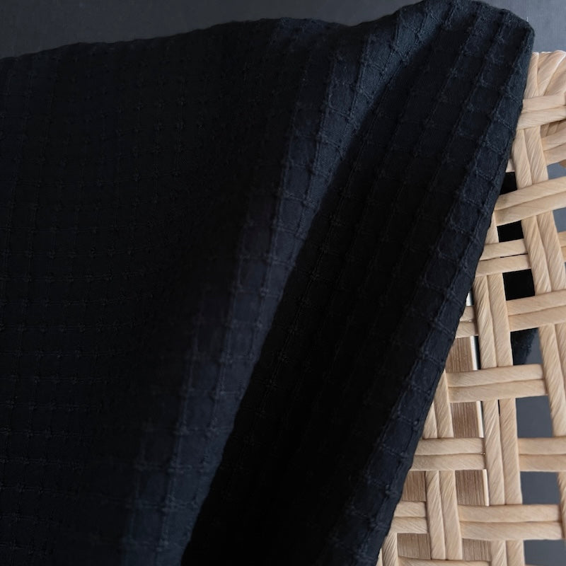 Kobayashi - Textured Grid Cotton Dobby - Black