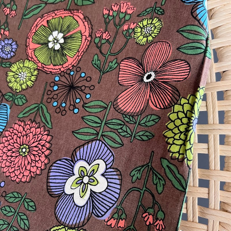 Asano - Cotton Linen Canvas - Retro Floral - Brown