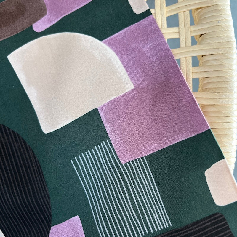 Hokkoh - Cotton Poplin - Geometric - Lavender on Forest