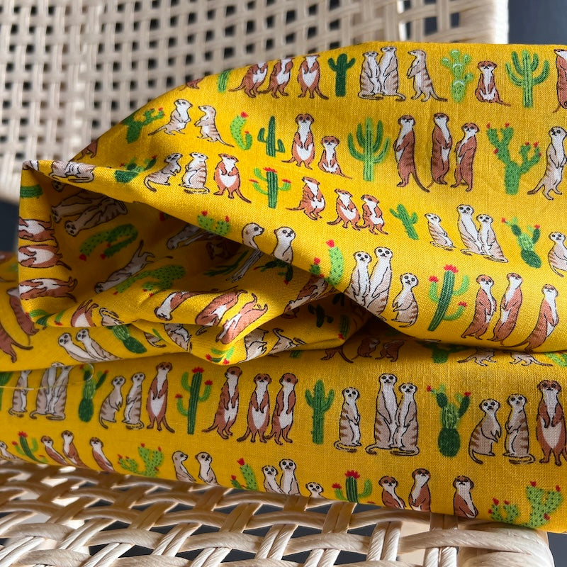 Asano - Cotton Sheeting - Meerkats - French's Yellow